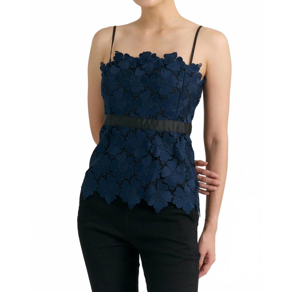 NEW CARTOLINA NANTUCKET romita peplum top in midnight blue